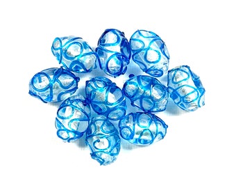 5 pezzi di perline di murano, perline di vetro piccole, perline di vetro in stile Murano, perline di vetro in stile veneziano, perline di lamina d'argento, perline di vetro fatte a mano,