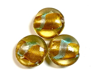 5 PCs Lampwork Beads, Lampwork Focal Beads, Murano Glass Beads, Venetian Glass Beads, Silver Foil Beads, Handmade Glass Beads, Vintage Beads