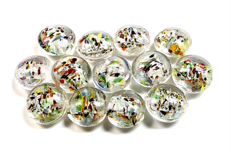 5 PCs Lampwork Beads, 16mm Beads, Murano Glass Beads, Venetian Glass Beads, Silver Foil Beads, Handmade Glass Beads, Vintage Beads image 3