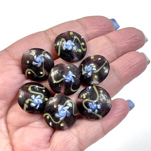 5 PCs Purple Lampwork Beads, 16mm Beads, Murano Glass Beads, Venetian Glass Beads, Silver Foil Beads, Handmade Glass Beads, Vintage Beads
