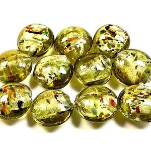 5 PCs Lampwork Beads, 16mm Beads, Murano Glass Beads, Venetian Glass Beads, Silver Foil Beads, Handmade Glass Beads, Vintage Beads