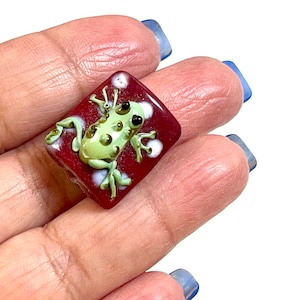 1 PC - Frosch Lampwork Glasperlen, Frosch Perlen, Lampwork Perlen, Glasperlen, Glasfrosch Perlen, handgemachte Glasperlen, Vintage Perlen, Handwerker