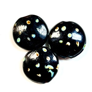 5 PCs Black Lampwork Beads, 16mm Beads, Murano Glass Beads, Venetian Glass Beads, Silver Foil Beads, Handmade Glass Beads, Vintage Beads