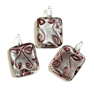 3 PCs Lampwork Pendant, Focal Beads, Lampwork Glass Beads, Murano Glass Beads, Venetian Glass Beads, Silver Foil Beads, Handmade Glass Beads