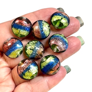 5 PCs Lampwork Beads, Lampwork Glass Beads, Murano Glass Beads, Venetian Glass Beads, Silver Foil Beads, Handmade Glass Beads, Vintage Beads