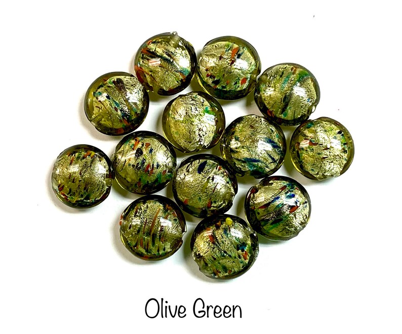 5 PCs Lampwork Beads, 16mm Beads, Murano Glass Beads, Venetian Glass Beads, Silver Foil Beads, Handmade Glass Beads, Vintage Beads image 5