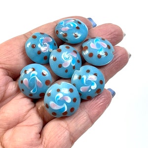 5 PCs Lampwork Beads, 16mm Beads, Murano Glass Beads, Venetian Glass Beads, Silver Foil Beads, Handmade Glass Beads, Vintage Beads