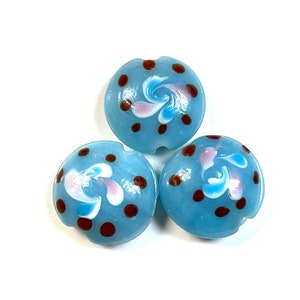 5 PCs Lampwork Beads, 16mm Beads, Murano Glass Beads, Venetian Glass Beads, Silver Foil Beads, Handmade Glass Beads, Vintage Beads