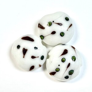 5 PCs White Lampwork Beads, 16mm Beads, Murano Glass Beads, Venetian Glass Beads, Silver Foil Beads, Handmade Glass Beads, Vintage Beads