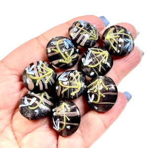 5 PCs Purple Lampwork Beads, 16mm Beads, Murano Glass Beads, Venetian Glass Beads, Silver Foil Beads, Handmade Glass Beads, Vintage Beads