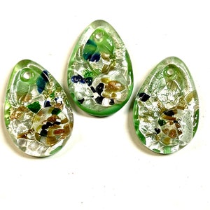 3 PCs Lampwork Pendant, Focal Beads, Lampwork Glass Beads, Murano Glass Beads, Venetian Glass Beads, Silver Foil Beads, Handmade Glass Beads