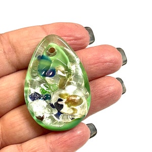 1 PC Lampwork Pendant, Focal Beads, Lampwork Glass Beads, Murano Glass Beads, Venetian Glass Beads, Silver Foil Beads, Handmade Glass Beads