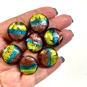 5 PCs Lampwork Beads, Lampwork Glass Beads, Murano Glass Beads, Venetian Glass Beads, Silver Foil Beads, Handmade Glass Beads, Vintage Beads