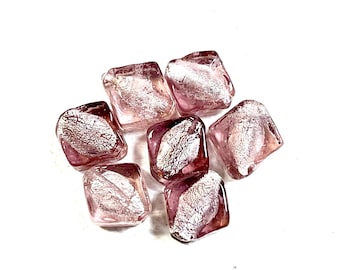 10 pezzi di perle di vetro lavorato a lume, piccole perle di vetro, perle di vetro di Murano, perle di vetro veneziano, perle in lamina d'argento, perle di vetro fatte a mano, perle vintage