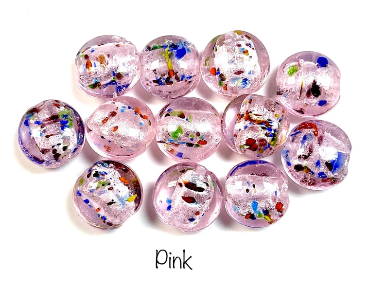 5 PCs Lampwork Beads, 16mm Beads, Murano Glass Beads, Venetian Glass Beads, Silver Foil Beads, Handmade Glass Beads, Vintage Beads image 7