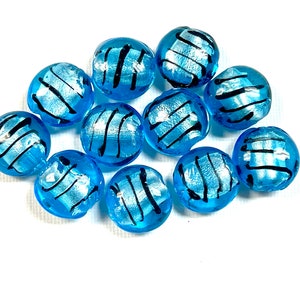 5 PCs Lampwork Beads, 16mm Lampwork Glass Beads, Murano Glass Beads, Venetian Glass Beads, Silver Foil Beads,  Glass Beads, Vintage Beads