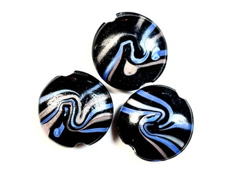 5 st svarta lamppärlor, 16 mm pärlor, Murano-glaspärlor, venetianska glaspärlor, silverfoliepärlor, handgjorda glaspärlor, vintagepärlor