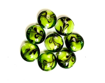 10pcs Lampwork Beads, Lampwork Glass Beads, Murano Glass Beads, Venetian Glass Beads, Silver Foil Beads, Handmade Glass Beads, Vintage Beads