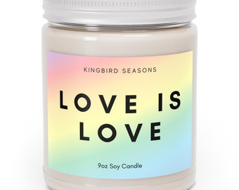Liefde is liefde-kaars | 9oz sojawaskaars | Perfect cadeau voor trots, bruiloften of een andere liefdesviering