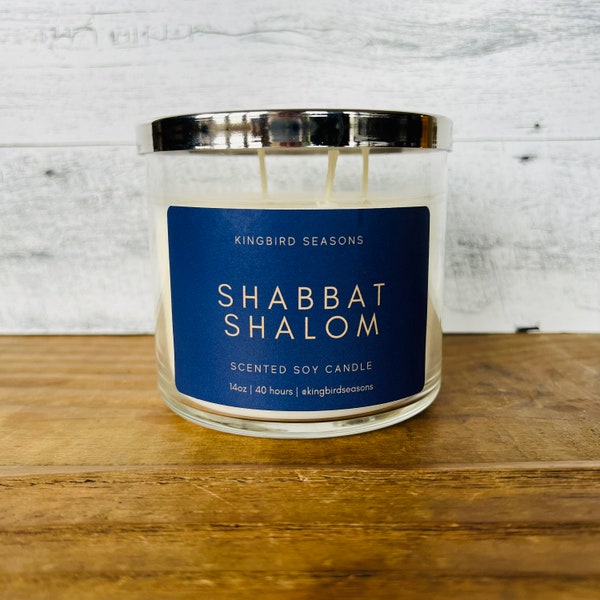 Shabbat Shalom | 3 Wick Candle | Soy Wax Candle | 14oz Candle | Gift