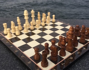 Walnut Design Chess Set, Wooden Pieces, Luxury Board (36x36x1.2 cm)