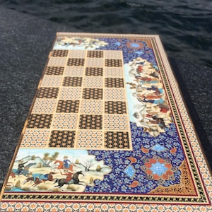 XL Handmade Backgammon Set 19.6” – Khatam Marquetry Persian Inlaid Wooden Board, Luxury Gift
