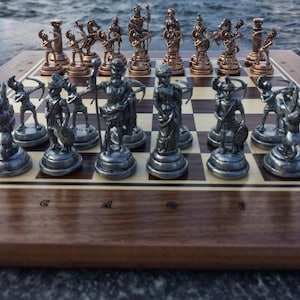 Handmade Chess Board , Wooden Handmade Chess Set, Metal Chess Set Board, Chess Board, Gift for Him, Chess for Adults, Mother Day Gift