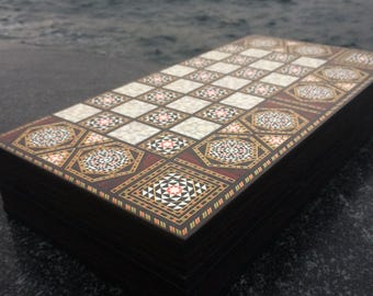 Antique Mosaic Backgammon, Luxury Chess Board, Chrtistmas Gift, Birthday Gift