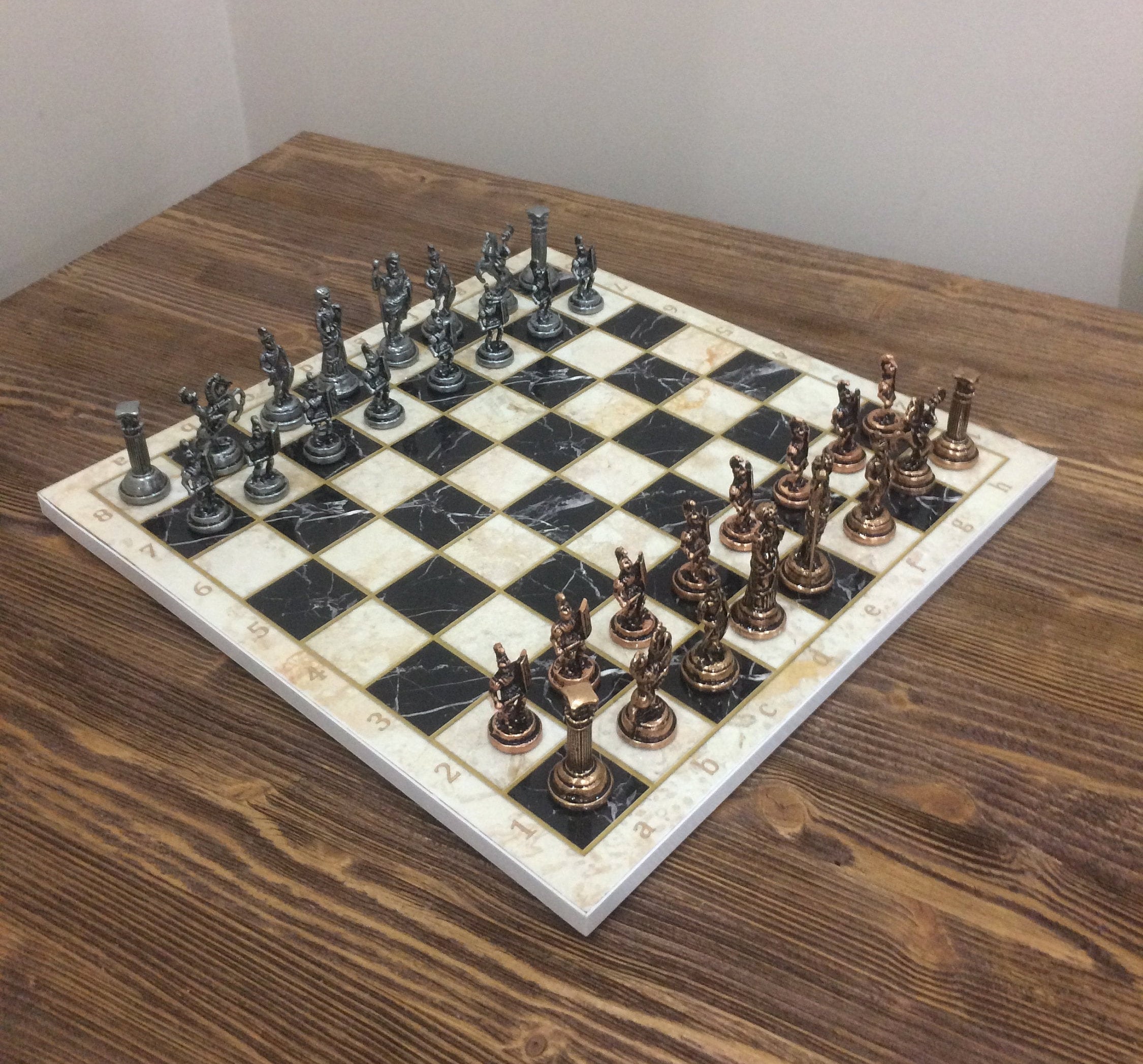 White Marble Patterned Chess Board Chess Set Chess Set | Etsy