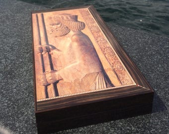 Antique Kurush Backgammon , Korush Wooden, Patterned Set, Handmade Backgammon, Dad Gift