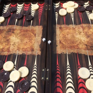 Carte ancienne de backgammon tendance, backgammon du monde antique, plateau de backgammon à motifs du monde, jeu de backgammon pour adultes, cadeau de Noël