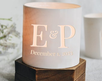Personalized Wedding Decor, Monogram Custom Candle Holder, Wedding Table Centerpiece, Personalized Wedding Gift Candle Holder