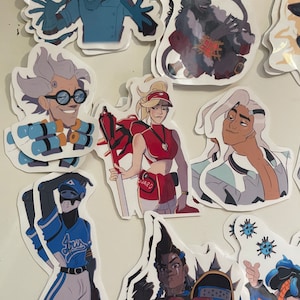 Overwatch various character button pins and stickers