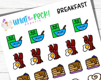 Adesivi icona pianificatore colazione / Cereali Bacon Uova Frittelle Rotolo alla cannella Avocado Toast Chef Lista delle cose da fare Multicolore Kawaii