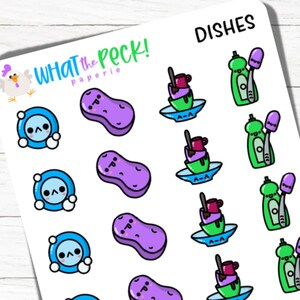 Dishes Planner Icon Stickers | Chores Sponge Dishwasher Soap Dirty To Do List Multicolor Kawaii