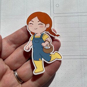 Farmer Girl Die Cut Sticker Resistente a la intemperie / Delilah Mae
