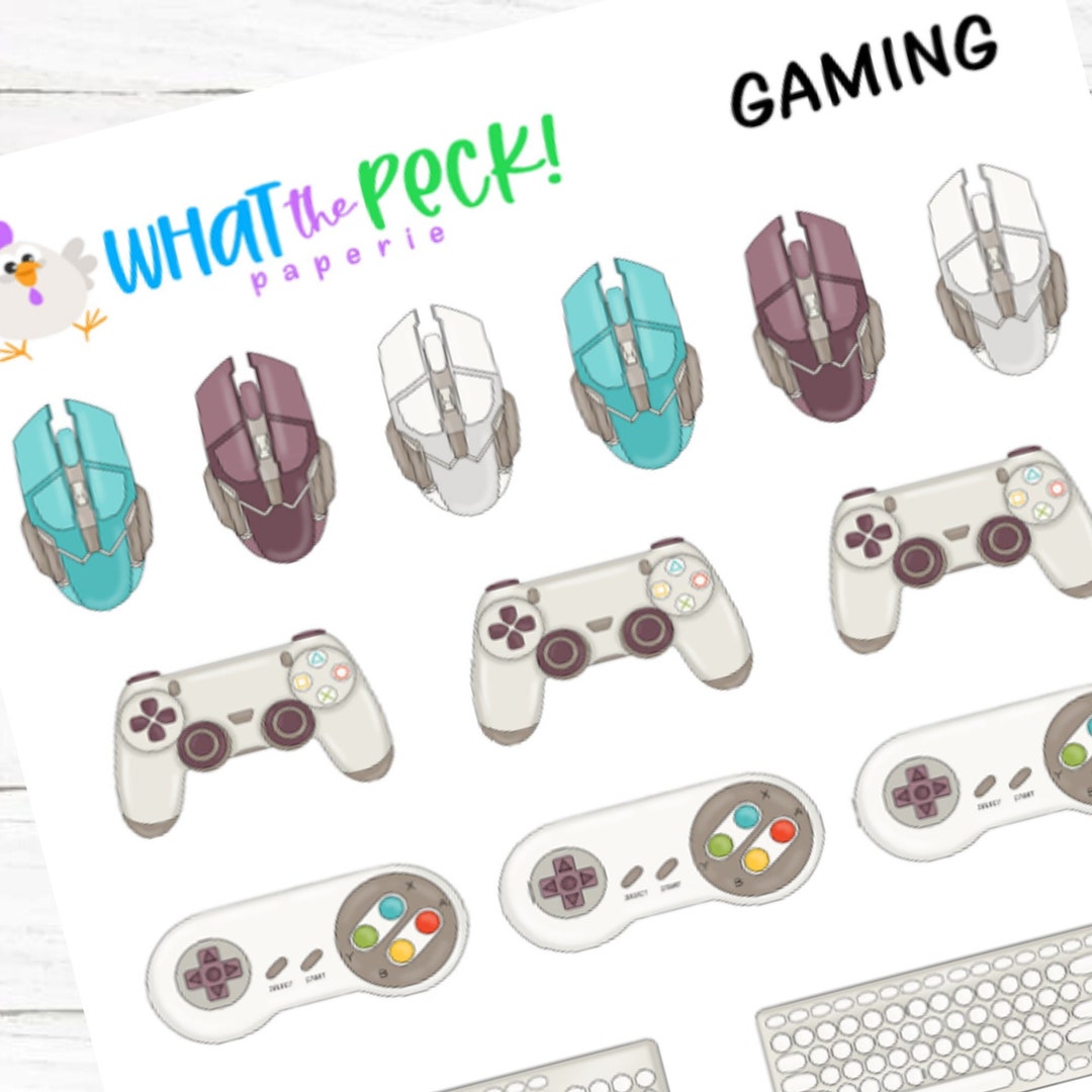 Keyboard Stickers Gamer Gaming Console and PC Planner Icon Stickers | Gamer Mouse Controller ...
