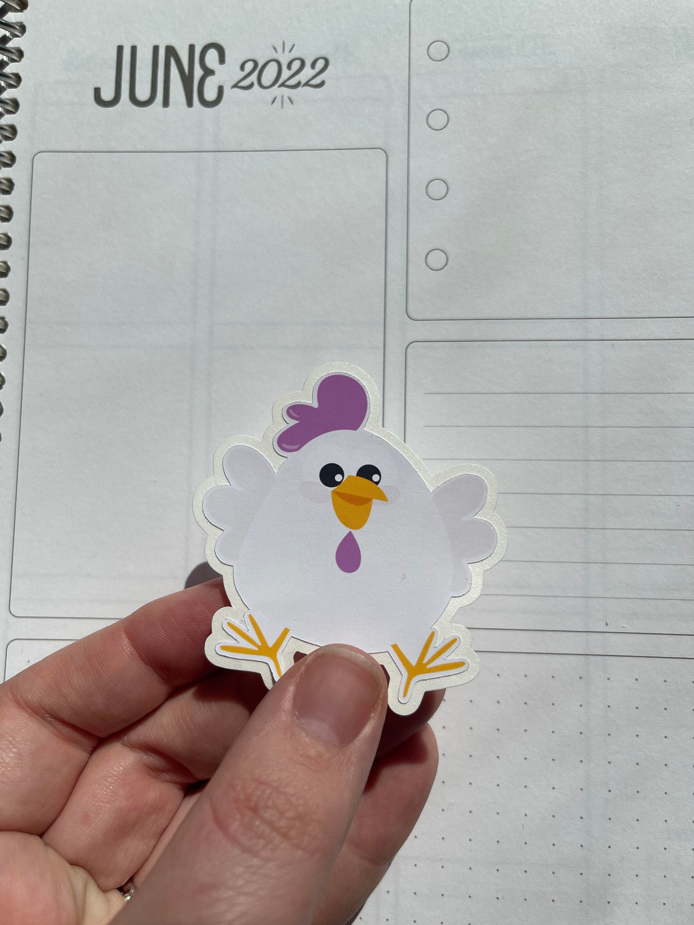 Chicken Die Cut Sticker Weatherproof | Peck | Hand Drawn Rooster - Etsy
