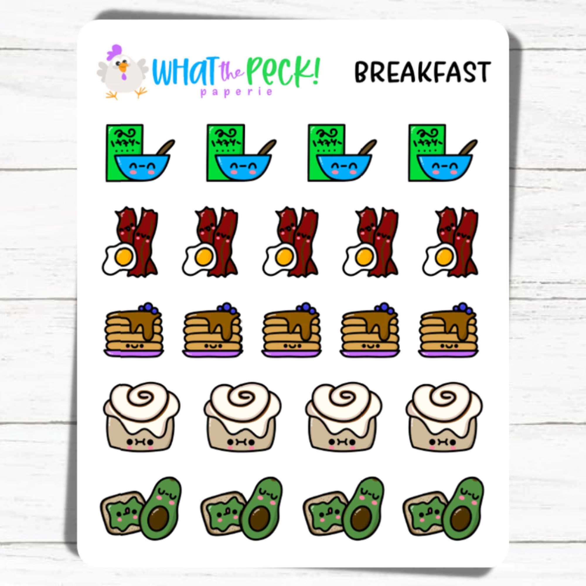Breakfast Planner Icon Stickers | Cereal Bacon Eggs Pancakes Cinnamon ...
