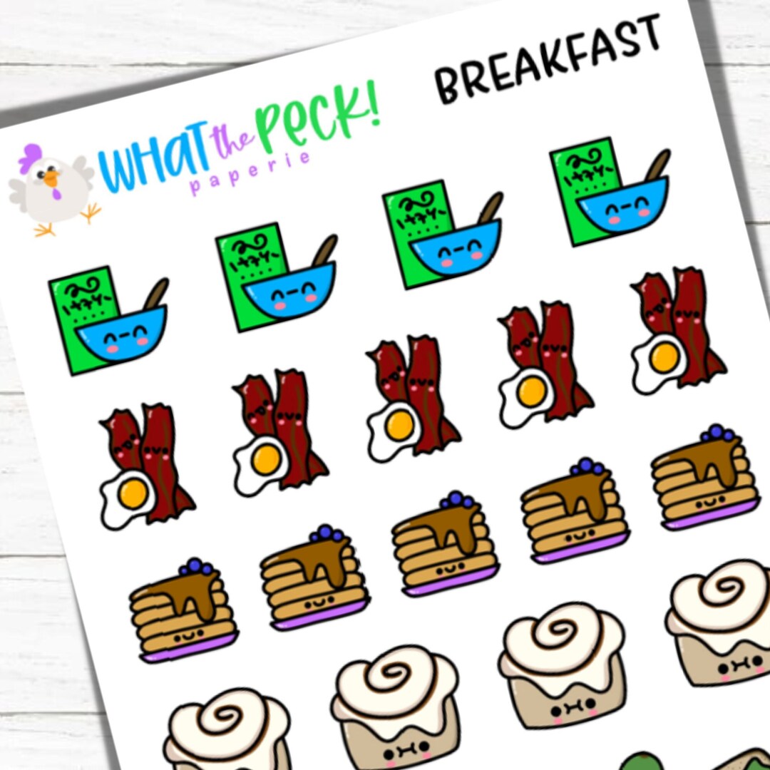 Breakfast Planner Icon Stickers | Cereal Bacon Eggs Pancakes Cinnamon ...