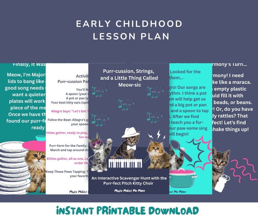 Cat Themed Music Scavenger Hunt for Preschool Homeschool Printable ...
