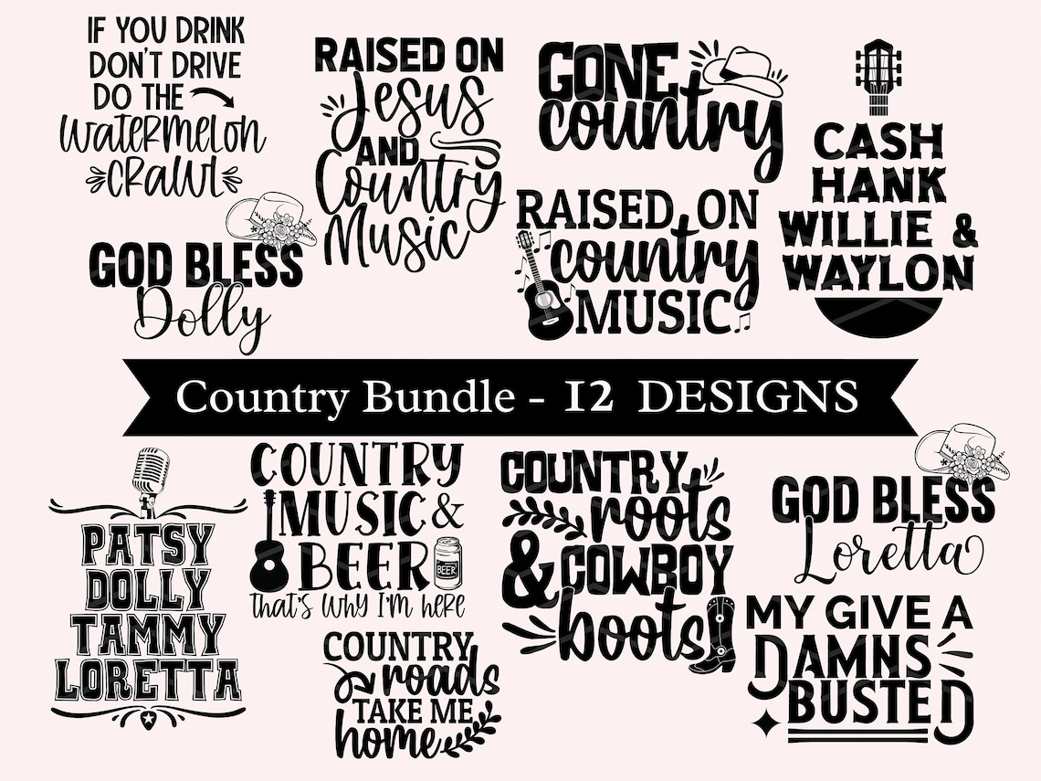 Country Music SVG Bundle - SVG, Cut File, Sublimation, Digital Download ...