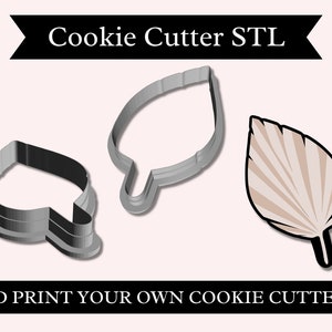 Boho Dried Palm, STL Cookie Cutter, 3D Print File