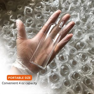 4 oz plastic Refillable clear bottle with twist cap for hair products, lotions, or travel-sized liquids
