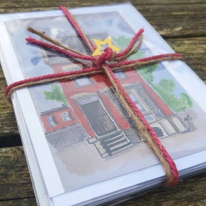 No Place Like Home pack de 6 cartes de vœux. Aquarelle imprimée sur papier recyclé