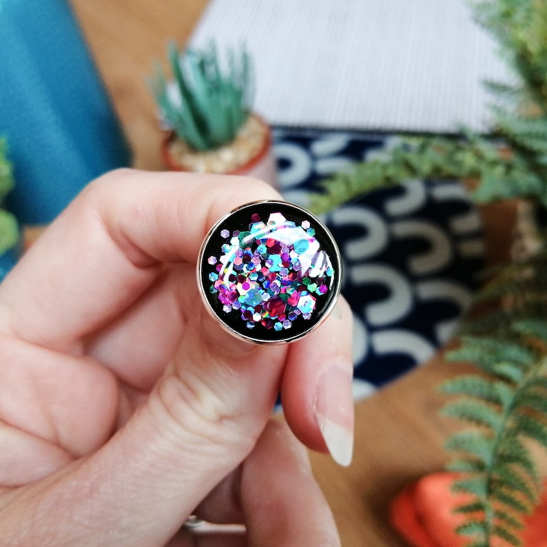 Disco Super Studs Resin Earrings 20mm Diameter Handmade in the UK Presents For Women Unique Gift image 2