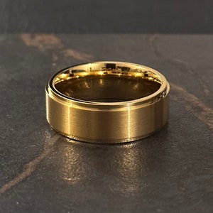 Men’s Gold Brushed Stainless Steel Ring | 8 mm Classic Band