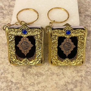 Islamic Quran Keychain | Collectible | Gift | Mini Quran | Gold Case | SET of TWO