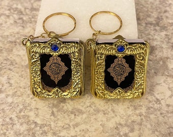 Islamic Quran Keychain | Collectible | Gift | Mini Quran | Gold Case | SET of TWO