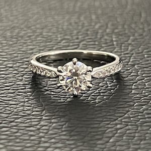 Women’s Solitaire Moissanite Engagement Wedding Promise Ring | 1 ct. Stone | Rhodium Plated 925 Sterling Silver | Real Moissanite | 6-Prong